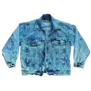 Vintage 80s acid wash denim jacket size medium jean jacket